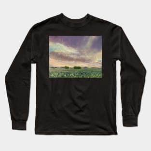 Purple Cloudscape Floral Oil on Canvas Long Sleeve T-Shirt